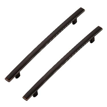 Imagem de Ravinte Decor Pacote com 5 puxadores de armário com orifício central de 19 cm – Puxadores curvos de armário de bronze polido a óleo para armário de cozinha, puxadores sólidos para armário de cozinha, armário, gaveta, arco, ferragens