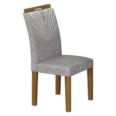 Imagem de Cadeira Para Mesa De Jantar Stela Mdf Freijó Linho Cinza - Leifer Móveis