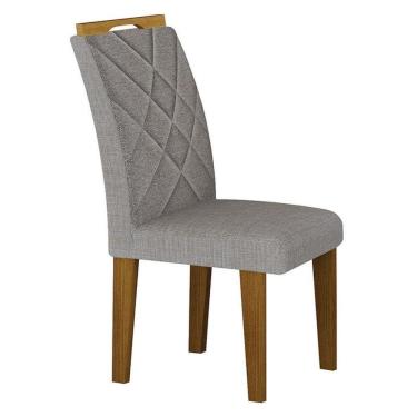 Imagem de Cadeira Para Mesa De Jantar Larissa New Mdf Freijó Linho Cinza - Leifer Móveis