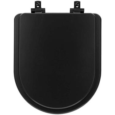 Imagem de Assento Sanitário Mdf Soft Close Duna Preto Fosco Para Vaso Deca Com Ferragem Preta