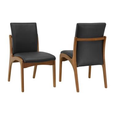 Imagem de Kit 2 Cadeiras Tulipa Assento e Encosto Estofado - Amêndoa - Assento Estofado Corano Preto