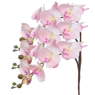 Imagem de CXGS Flores artificiais, 8 pétalas grandes, orquídeas falsas de toque real, 3 peças, hastes de orquídea de 94 cm, flores falsas rosa para decoração de arranjos de casa de casamento