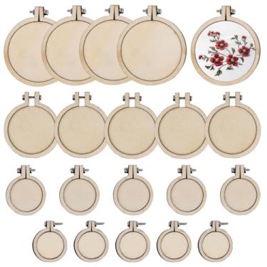 Imagem de Framendino Pacote Com 20 Mini Bastidor De Bordado, 4 Tamanhos, Aros Redondos Madeira Para Ponto Cruz, Moldura Exibição, Círculo Artesanato Faça Você Mesmo, Enfeite Pendurado
