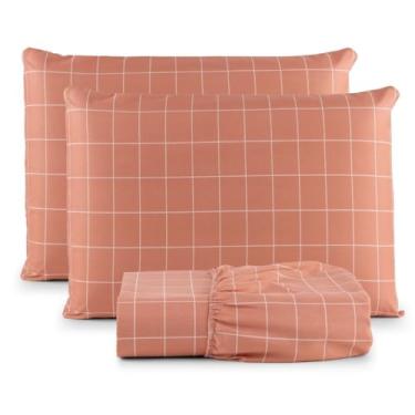 Imagem de Jogo de Lençol Queen 3 Peças 200 Fios com Elástico Cama Box Toque Macio (Chess Rose)