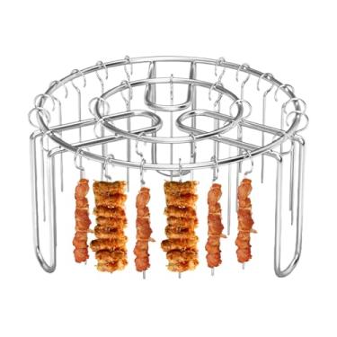 Imagem de Suporte Para Forno | Grelha de Espetos Inoxidável Para Fritadeira a Ar,Aço Inoxidável Resistente ao Calor, Antiferrugem e Antiaderente para Churrasco, Legumes, Carnes, Peixe e Camarão