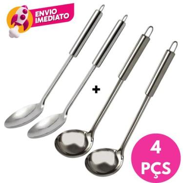 Imagem de Kit Colher De Arroz E Concha Para Feijão Em Inox Servir Caldo Molho Ut