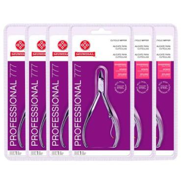 Imagem de Kit Alicate Cutícula Profissional Mundial Inox Referência 777 - 6 Unid
