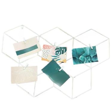 Imagem de Memory Board Porta Fotos Mural De Fotos Tela, Grade Aramada Painel De Foto Porta Retrato Organizador Quadros Branco(BRANCO)