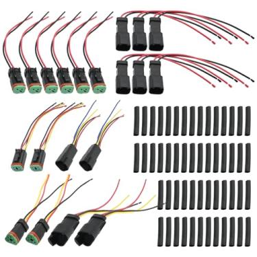 Imagem de Newnessai Kits de conectores de fio DT 16 AWG, 2 pinos 3 pinos 4 pinos conectores de fio automotivo com 55 tubos termorretráteis, reaplcement para motocicletas, carros, caminhões, barcos