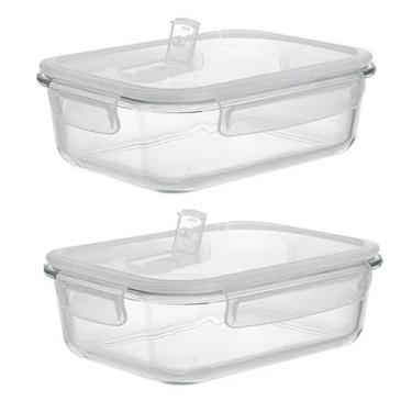 Imagem de Kit 2 Pote Hermético Vidro Borosslicato Vedado 640Ml - Mori