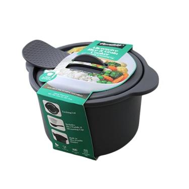 Imagem de Dependable Industries Inc. Essentials Panela a vapor multiuso para arroz e grãos para micro-ondas com pá de servir e copo medidor sem BPA 2,7 L