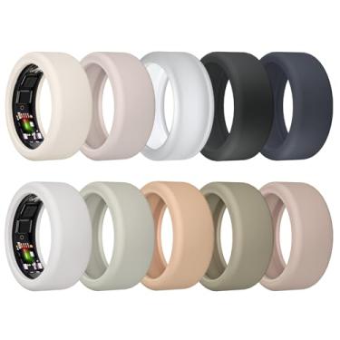 Imagem de MAKCPOIMER Pacote com 10 capas para anel ULTRAHUMAN AR, protetor de anel de silicone elástico acessórios para malhar homens e mulheres (todas as 10 cores-5, G (11/12/13/14))