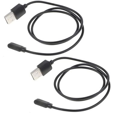 Imagem de Pacote com 2 carregadores para relógio inteligente, base de carregamento magnético portátil com cabo de carregamento USB, cabo de carregamento de substituição para dispositivos de 2 pinos de 4,0 mm