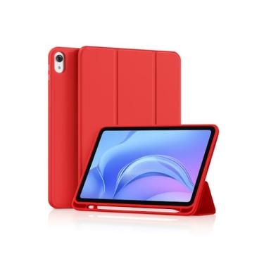 Imagem de Capa Case PREMIUM Anti Impacto com função sleep e suporte para iPad 10 10.9" Com Compartimento Para Pencil Caneta Tampa Magnética (Vermelho)