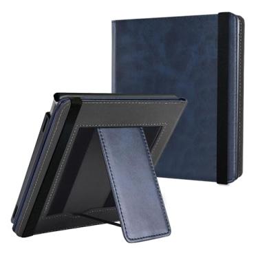 Imagem de BOZHUORUI Capa com suporte para Onyx Boox Go 7 Series (lançado em 2024/2025) e eReader Boox Page, capa protetora leve de couro PU com alça de mão/hibernar/despertar automático (azul escuro)