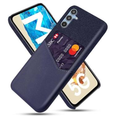 Imagem de Capa para Samsung Galaxy M35 5G,Tela e tampa de couro PU,Anti-deslizante,Resistência à impressão digital,Caso de proteção de 360°com 1 slot de cartão atrás-Blue