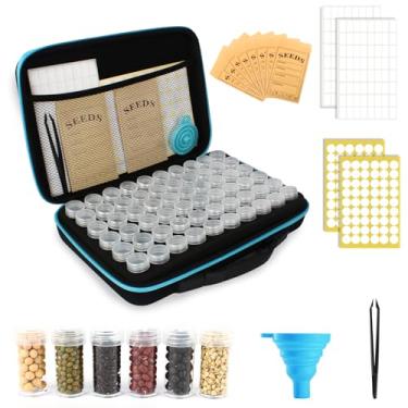 Imagem de Organizador de armazenamento de sementes com 60 compartimentos com 20 envelopes, caixa de recipiente de sementes resistente e portátil, kit hermético de economia de sementes de jardim (pequeno - 60