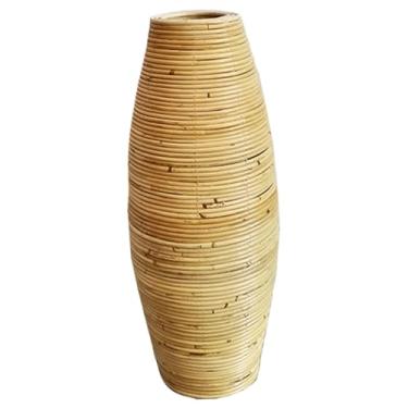 Imagem de Vaso de vime, vaso de chão de 50 cm de altura, vime tecido para decoração de casa, vasos de flores de pampas secos decorativos artísticos para mesa de sala de estar de mesa de mesa #·