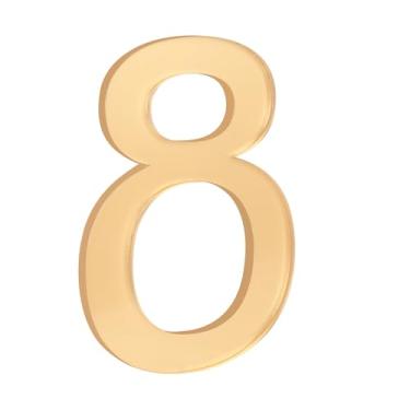 Imagem de HASWARE Número de casa autoadesivo de 10 cm - à prova d'água e resistente ao clima - fácil instalação para porta postal de caixa de correio doméstica (ouro, 8)