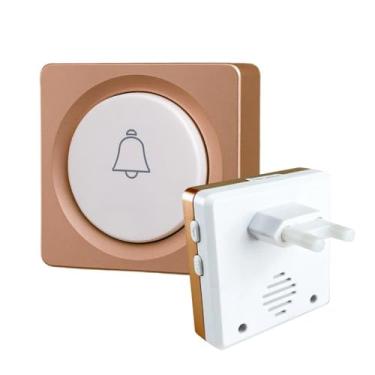 Imagem de Campainha Sem Fio Wireless Inteligente Bivolt Residencial Comercial com Botão Emergencial para Comunicação com Idosos 38 Sons Premium (Dourada)