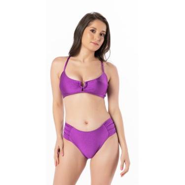 Imagem de Biquíni Infantil Juvenil Com Bojo Texturizado - WA modas, Roxo, 12
