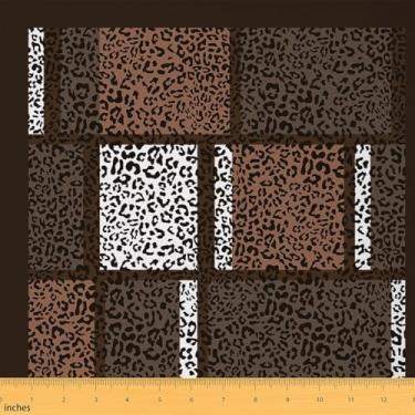 Imagem de Tecido com estampa de leopardo, tecido de retalhos de vida selvagem de chita africana por jarda para adolescentes amantes de artesanato, estofamento de pele de animal selvagem para suprimentos de