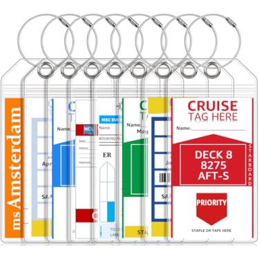 Imagem de Pacote com 8 suportes de etiquetas de bagagem de cruzeiro para Carnaval, NCL, Princesa, MSC, itens essenciais de navio de cruzeiro norueguês essenciais para 2025 e 2026 da FUNMCAN, etiquetas de