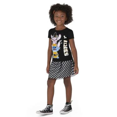 Imagem de Conjunto Infantil Menina Blusa Brilha No Escuro e Saia Tule Stitch - Malwee-Feminino