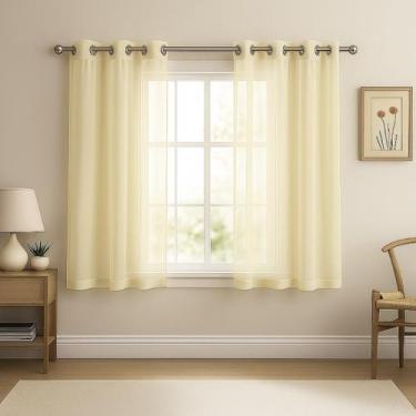 Imagem de Cortina de Voil Transparente Sem Forro Liso Varão 2m Janela - Mava Enx