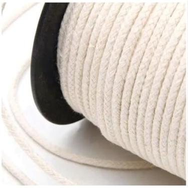 Imagem de Cordão trançado 4x4 de algodão 3mm - 100 metros Macramê, crochê, artesanato, punho de rede.(Cru,50 metros)
