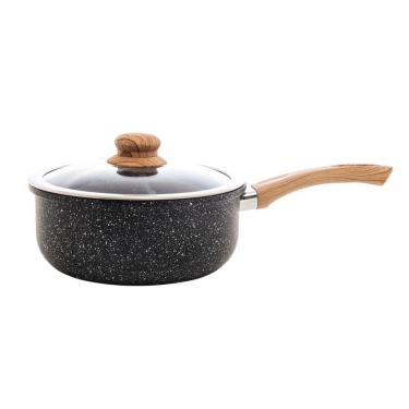 Imagem de Panela de Indução em Alumínio com Revestimento Cerâmico e Tampa de Vidro Granilite Pret...