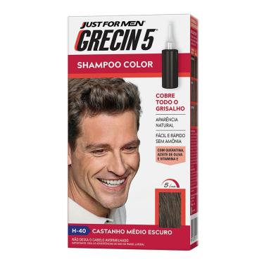 Imagem de Grecin 5 Shampoo Color Tonalizante Castanho Médio Escuro 60ml