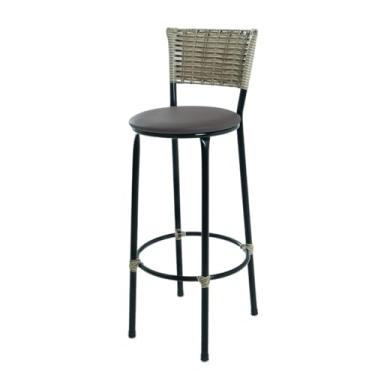 Imagem de Banqueta Alta com Assento em Napa, Fibra Sintética, Cor Capuccino (MARROM)