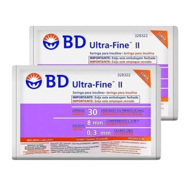 Imagem de Kit 20 Seringas BD Ultra-Fine 30UI Agulha 8mm x 0,3mm (30G) 0,3mL