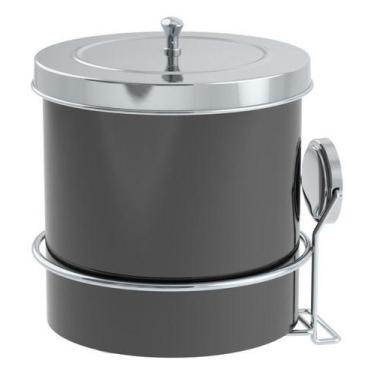 Imagem de Lixeira Redonda Com Suporte Adesivo Preto 5 L Preto/Cromado - Future I