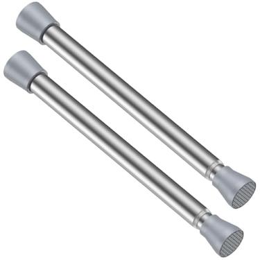 Imagem de Haste de tensão, 40,6 cm a 66 cm, prata, haste de tensão, sem broca, haste de tensão de mola, pacote com 2, haste de tensão pequena para armário, estante de livros, projetos faça você mesmo