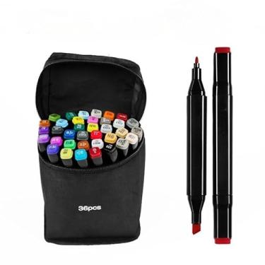 Imagem de Marcadores Artísticos Coloridos à Base de Álcool – Canetas Dupla Ponta para Desenho, Ilustração e Pintura – Opções com 24/36/48/60/80 Cores com Bolsa de Armazenamento (36)