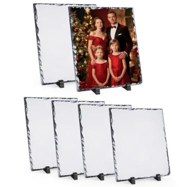 Imagem de Aulsetch Placa de pedra em branco de ardósia de sublimação para decoração de parede e mesa de 20 x 25 cm, 6 peças