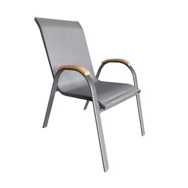 Imagem de Fratini Cadeira Pipa Cinza Área Externa em Aço Empilhável até 120Kg Elegante Resistente Durável