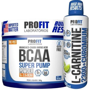 Imagem de L CARNITINE TERMOGẼNICO LÍQUIDO 480ML l BCAA 300G SUPER PUMP l PROFIT-Unissex