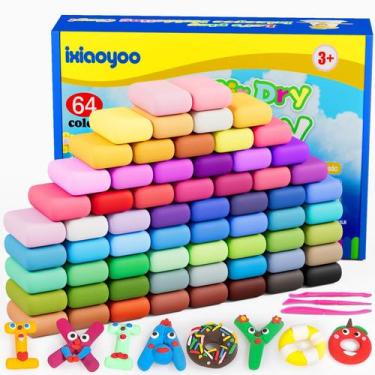 Imagem de Air Dry Clay Ixiaoyoo, modelagem de 64 cores com ferramentas para cria