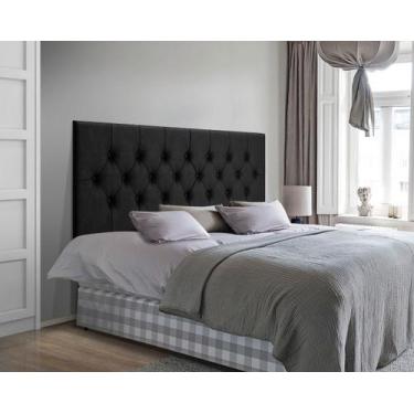 Imagem de Cabeceira Estofada Capitonê Suede Suspensa Casal 1,40 Cm Design Clássi