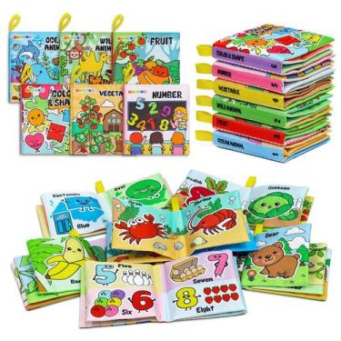 Imagem de Soft Baby Books OKOOKO, 6 peças, brinquedo enrugado de banho, de tecid