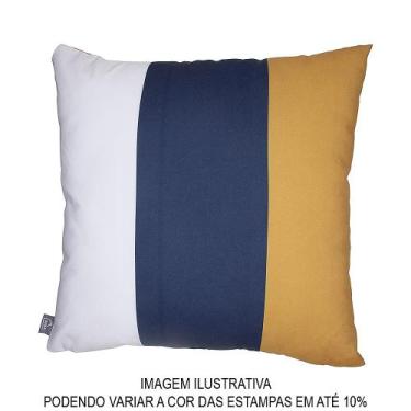 Imagem de Almofada Decorativa- Capa Pantone - Mostarda, Azul e Branco-45 x 45 cm