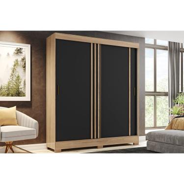 Imagem de Guarda Roupa 2 Portas de Correr e 2 Gavetas c/ Pés Briz B353 Flex Jequitiba/Jequitiba ou Preto - Henn