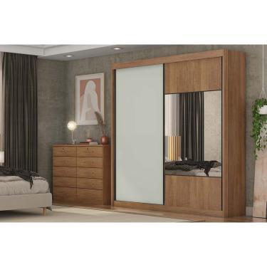 Imagem de Guarda Roupa Casal 2 Portas de Correr (1 c/ Espelho) e 8 Gavetas Sienna/Versatto Cumaru/Fendi 25 - Novo Horizonte