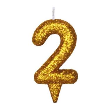 Imagem de Vela De Aniversário Número Magic Glitter Dourado - PartiuFesta