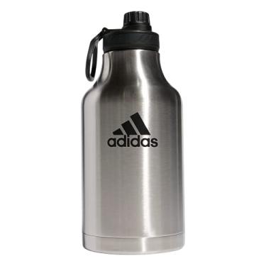 Imagem de adidas Garrafa de água de metal de 2 litros, aço inoxidável 18/8 com isolamento quente/frio de parede dupla, Aço inoxidável/preto, 67.6 Ounces