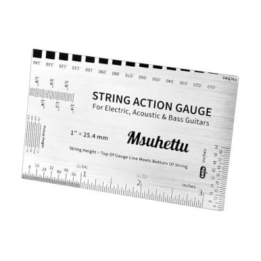 Imagem de menolana Régua de ação de corda, medidor de altura de corda, acessório para configurações diárias, leve com escalas para baixos elétricos, Prata