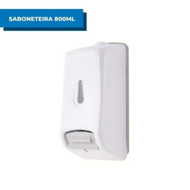 Imagem de Dispenser Suporte Saboneteira Álcool Gel Branco 800ml Trilha Porta Sab